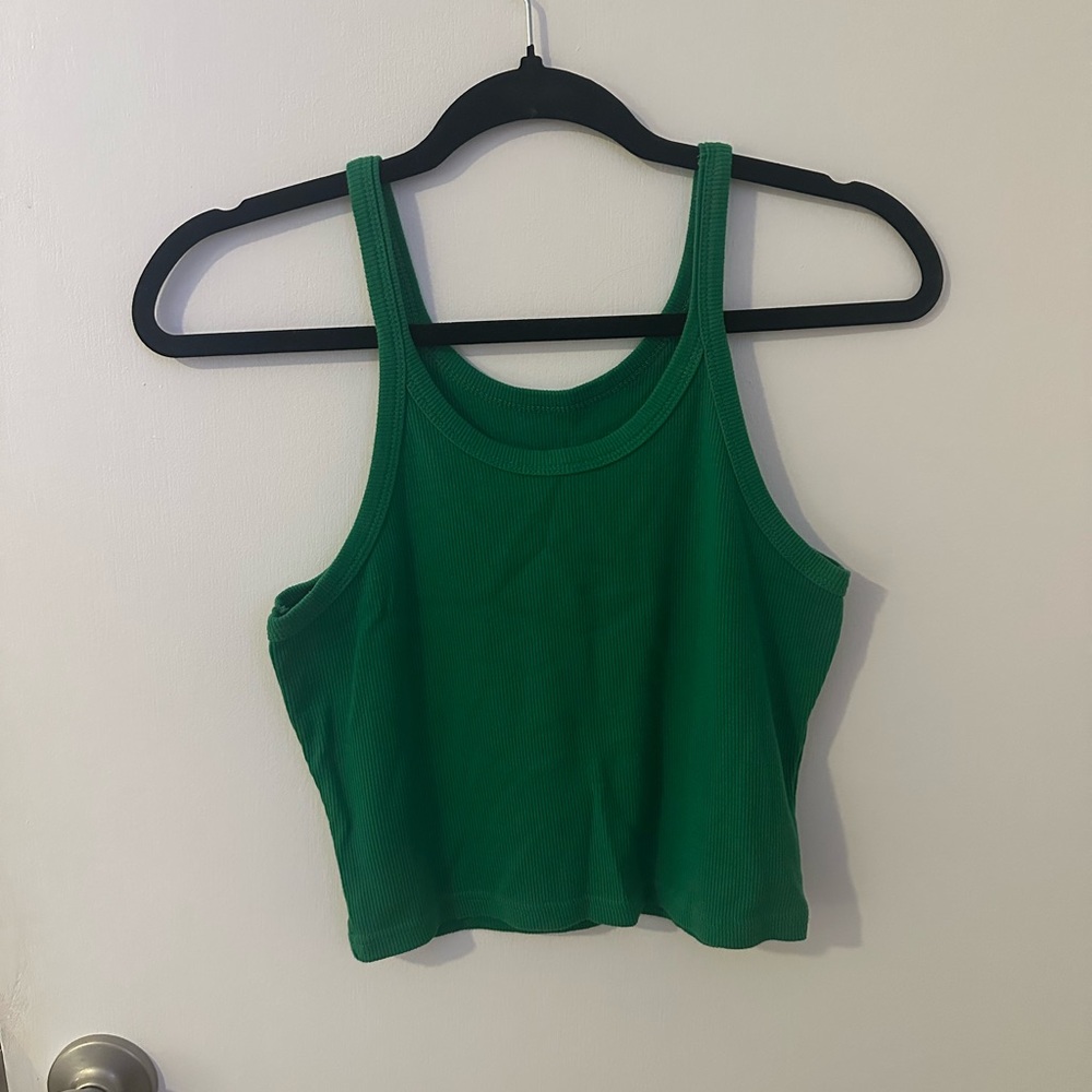 Green Ribbed Tank Top - Picture 2 of 3